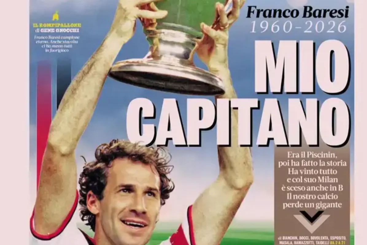 Italian newspapers paying tribute to Franco Baresi