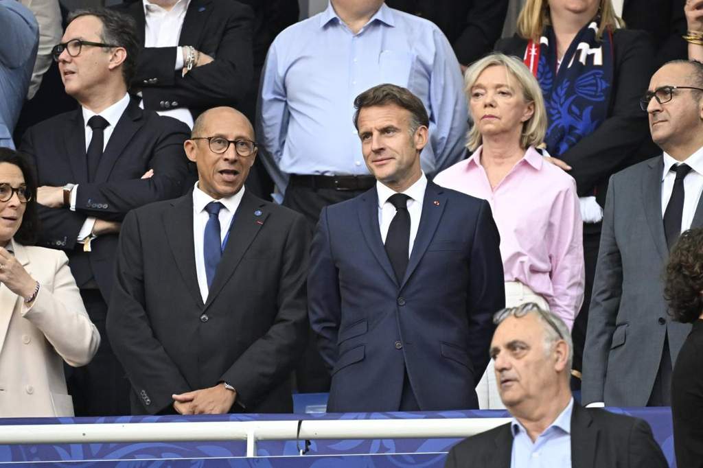 French Football Federation president Philippe Diallo speaking at a press conference
