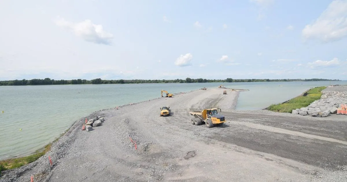 Construction work underway at the Port of Montreal expansion project in Contrecoeur