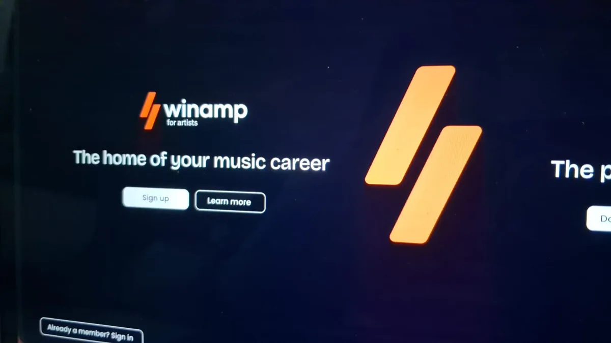Winamp software interface on computer monitor screen