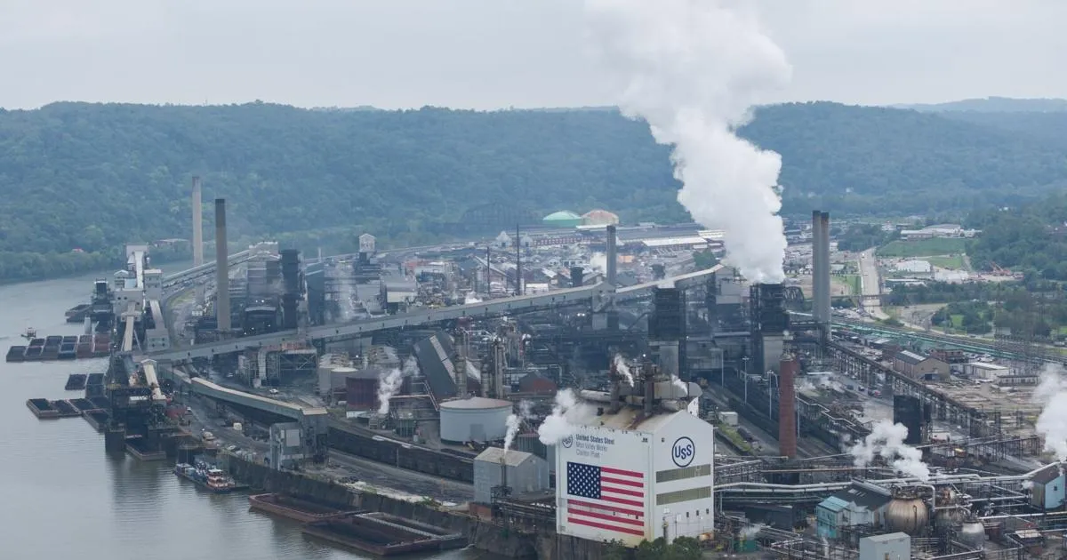 Steel mill smokestacks and industrial landscape in Clairton Pennsylvania