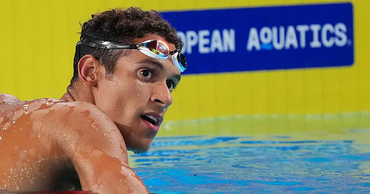 Spanish swimmers celebrating success at the European Championships