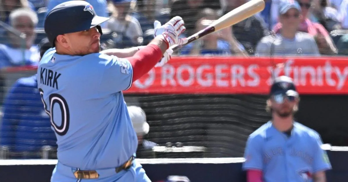 Toronto Blue Jays catcher Alejandro Kirk batting during a game