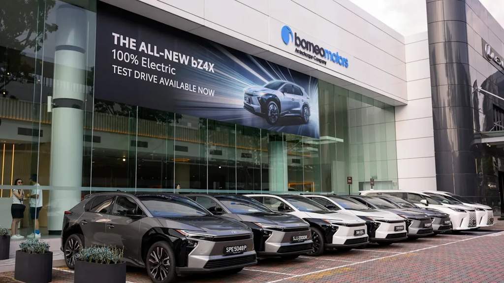 Exterior view of a Borneo Motors vehicle showroom in Singapore