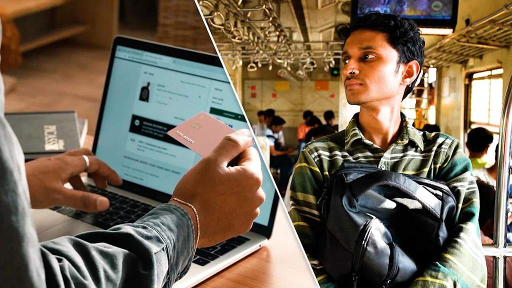 Young Indian looking at smartphone screen for loan application