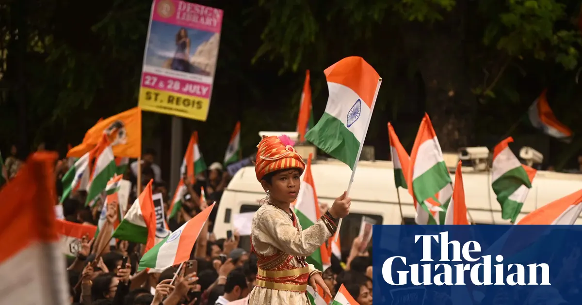 Young protesters gathering at a demonstration site in New Delhi